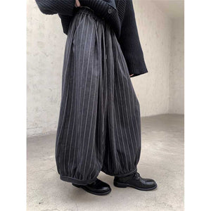 Loose Fleece Striped Wide-Leg Bloomers