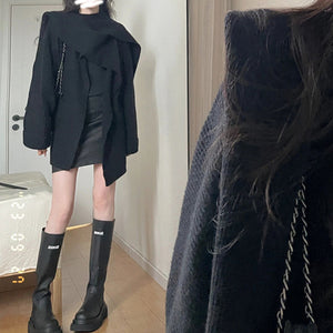 Black Loose Cape Shawl Sweater