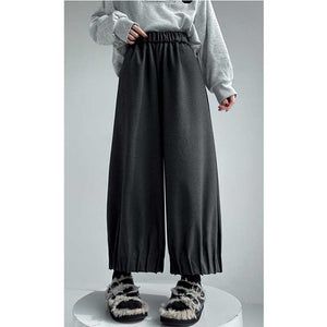 Woolen High Waist Straight Trousers