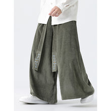 Load image into Gallery viewer, Corduroy Wide-leg Embroidered Culottes Straight Pants
