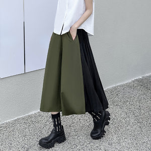 Paneled Wide Leg Straight Leg Pants