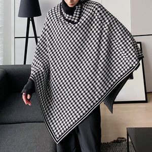 Vintage Houndstooth Cape Knitted Sweater