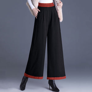 Loose Hemmed Casual Thickened Wide-leg Pants