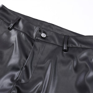 Dark Punk Pleated PU Leather Pants