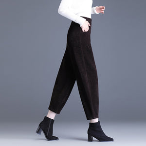 Plush High Waist Loose Thickened Corduroy Harem Pants