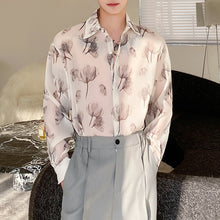 Load image into Gallery viewer, Simple Casual Ink Floral Lapel Long-sleeved Shirt
