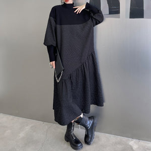 Retro Knitted Sweater Patchwork Dress