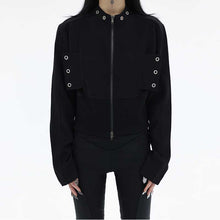 Load image into Gallery viewer, Black Metal Zip Long Sleeve Jacket
