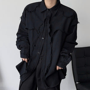 Dark Lapel Raw Edge Shirt