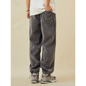 Straight Loose-fitting Corduroy Trousers