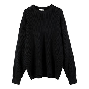 Loose Round Neck Solid Color Sweater