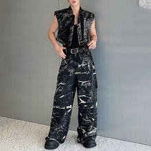 Load image into Gallery viewer, Retro Ink Waistcoat Wide-leg Pants Suit
