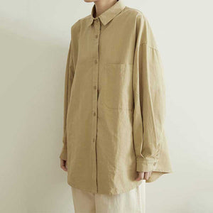 Loose Solid Color Long-sleeved Shirt