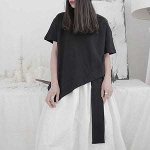 Irregular Round Neck Short Sleeve T-Shirt