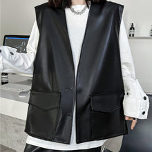 Load image into Gallery viewer, Solid PU Leather V-neck Vest
