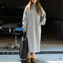 Load image into Gallery viewer, Casual Fleece Hooded Sweater Dress
