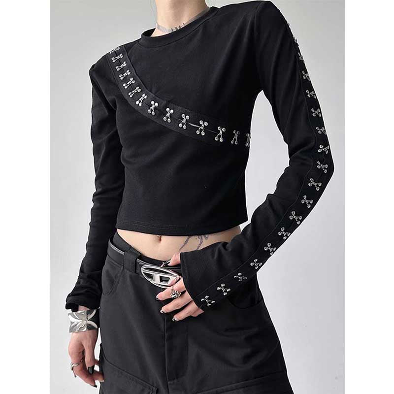 Metallic Embellished Long Sleeved T-shirt