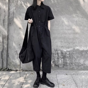 Women's Summer Black Loose Jumpsuit