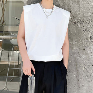 Shoulder Pads Sleeveless T-shirt