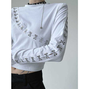 Metallic Embellished Long Sleeved T-shirt