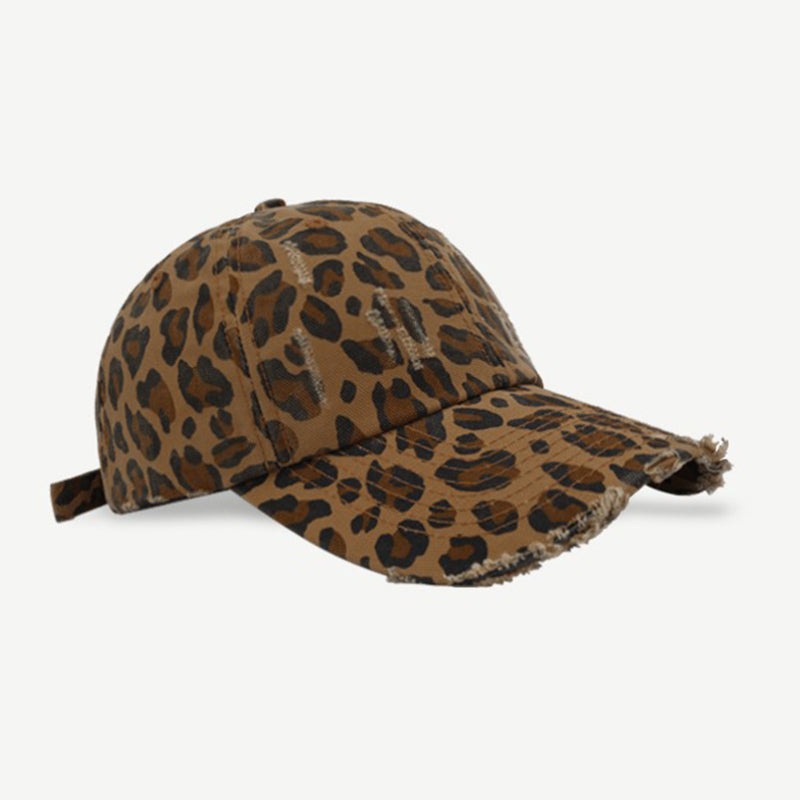 Leopard Print Ripped Baseball Cap