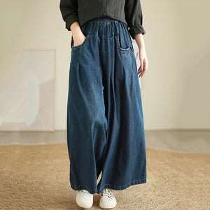 Button-down Casual Wide-leg Jeans