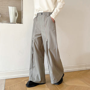 Zippered Retro Straight Casual Wide Leg Trousers