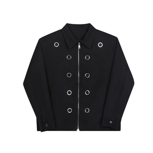 Eyelet Design Shoulder Pad Jacket