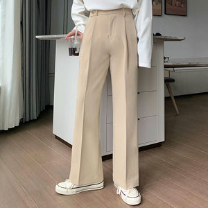 Diagonal Waist Tie Straight Suit Pants