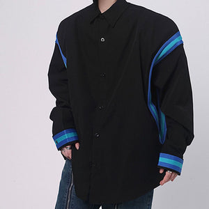 Patchwork Contrasting Shoulder Pad Shirt