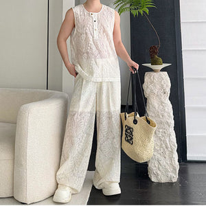 Embroidered Slightly Transparent Two-Piece Suit