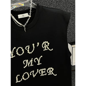 Bead Lettering Sleeveless T-shirt