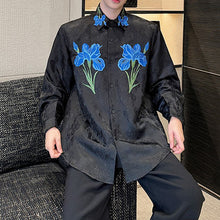 Load image into Gallery viewer, Floral Embroidered Lapel Long-sleeved Shirt
