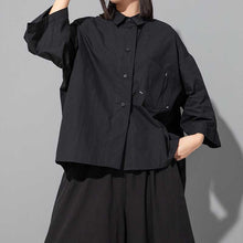 Load image into Gallery viewer, Black Irregular Loose Short Sleeve Shirt
