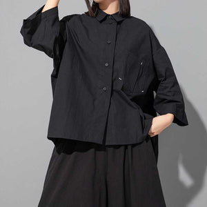 Black Irregular Loose Short Sleeve Shirt