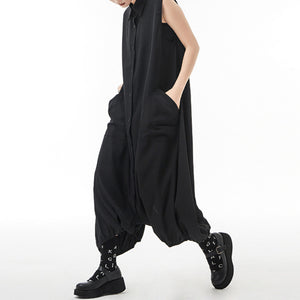 Lapel Sleeveless Jumpsuit