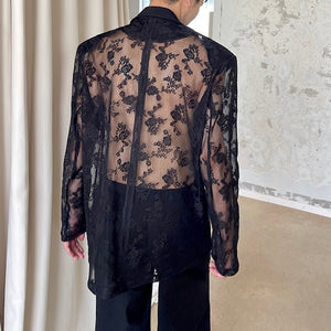 Sheer Jacquard Embroidered Blazer