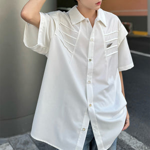 Pleated Casual Short-sleeved Shirt