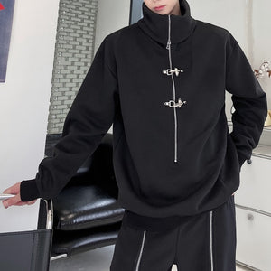 Loose-fitting Stand-up Collar Pullover Sweatshirt