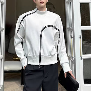 Stand Collar Contrast Zip Sweatshirt