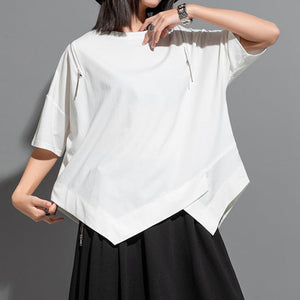 Patchwork Off-shoulder T-shirt