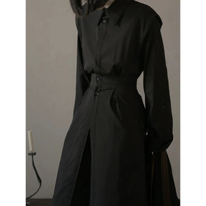 Adjustable Waistband Slits Long Shirt