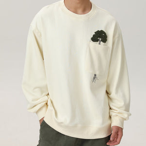 Round Neck Loose Embroidered Sweatshirt