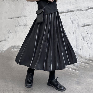 Summer Topstitch Loose Swing Skirt