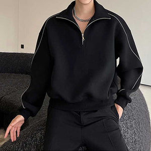 Half Zip Stand Collar Long Sleeve Top