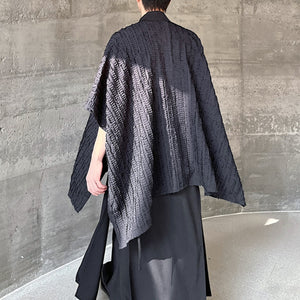 Irregular Pleated Pace-up Half-sleeve Silhouette Cape