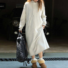 Load image into Gallery viewer, Casual Fleece Hooded Sweater Dress
