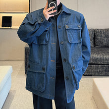 Load image into Gallery viewer, Denim Multiple Pockets Cargo Jacket
