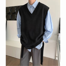 Load image into Gallery viewer, V-neck Stacked Sleeveless Sweater Vest with Streamers
