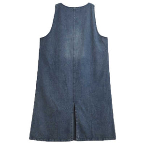 Retro Sleeveless Denim V-Neck Dress